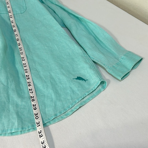 TOMMY BAHAMA MEN RELAX FIT DRESS BUTTON UP SHIRT 100 % LINEN TURQUOISE Sz XL - Picture 11 of 11